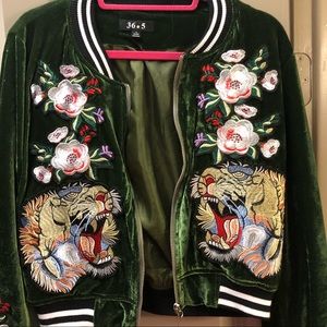 Green Velvet bomber Jacket!